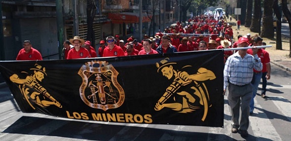Foto demonstratie van mijnwerkers