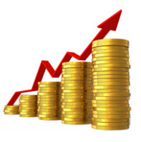 Stijgende cuve met geld