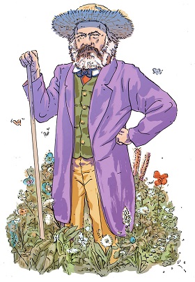 Tekening Karl Marx in Van Goghsfeer