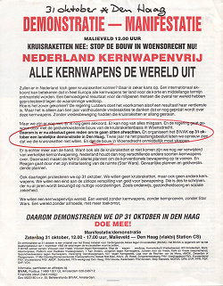 Oproep stop Woensdrecht 31 oktover Den Haag
