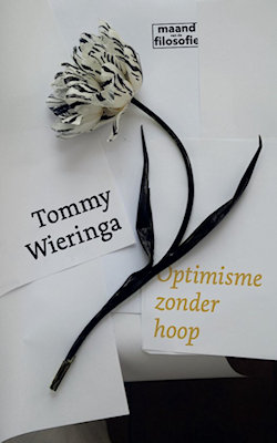 Voorkant Optimisme zonder hoop - grijs met zwarte/wit bloem + maand van de filosofie