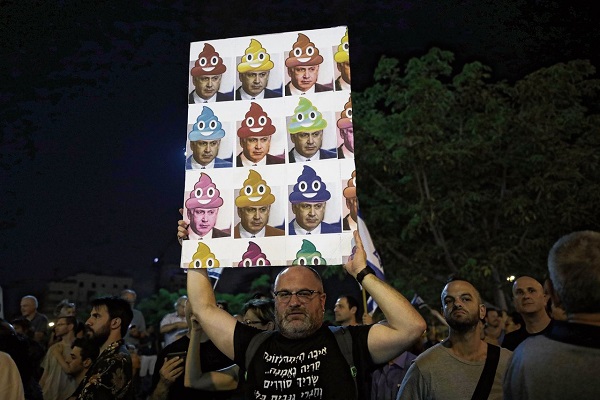 Foto van protest tegen Netanyahu