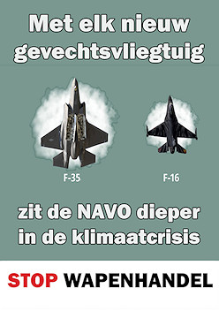 Affiche Met elk nieuw gevechtsvliegtuig zit de NAVO dieper in de klimaatcrisis