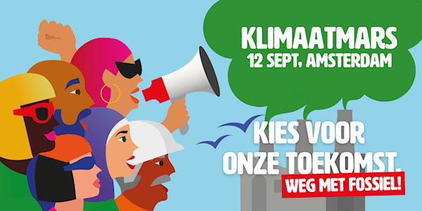 Tekening activisten van divers pluimage leuze - kies voor onze toekomst -